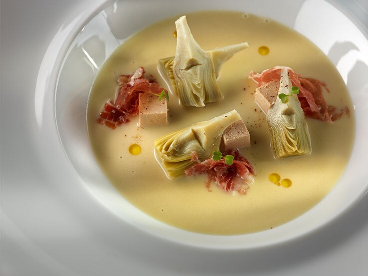 Crema de alcachofas con foie