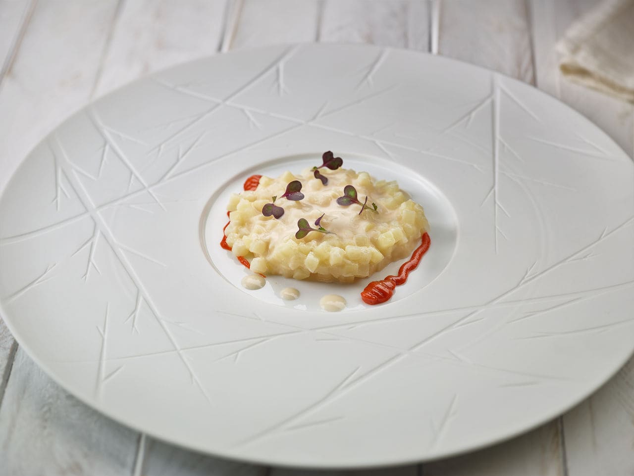 FALSO RISOTO DE PATATA Y SALSA DE TOCINETA AHUMADA