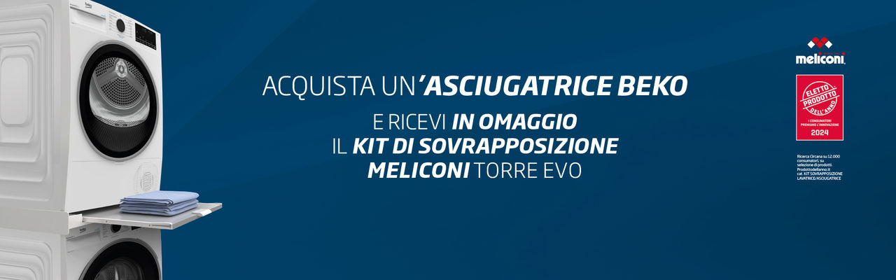 Acquista un'asciugatrice Beko e ricevi in omaggio un kit di sovrapposizione Meliconi
