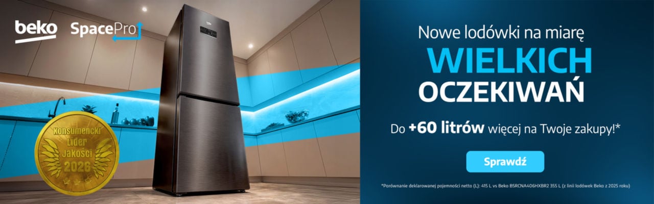 Banner promocyjny Lodówki Beko zwrot do 500 PLN.