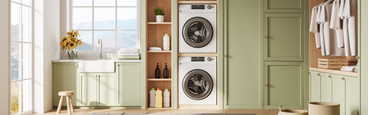 masina de spalat si uscator suprapuse