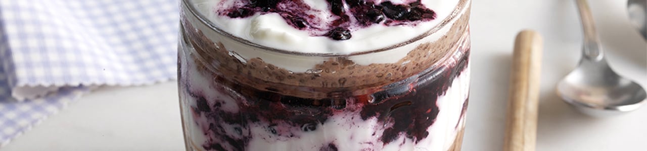 Chia Pudding with Cherries and Blueberries