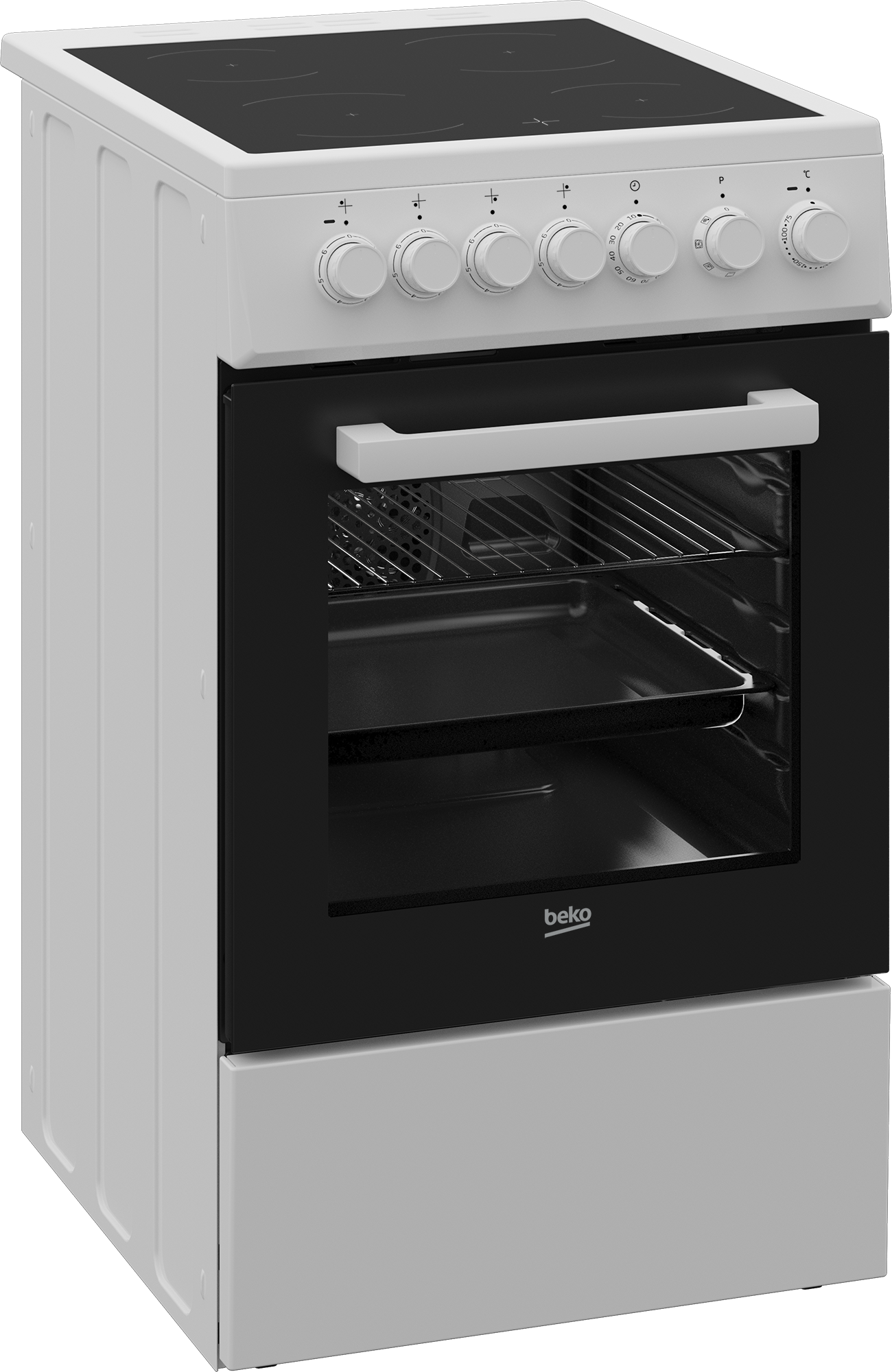 Standherd Mit Ceranfeld 50 Cm Breite FSM57100GW | 50 cm Breite / 60 cm Tiefe 3D Kochen Standherd | BEKO