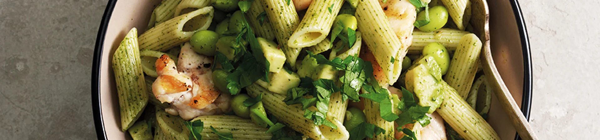 Pesto Pasta Salad With Edamame And Grilled Chicken