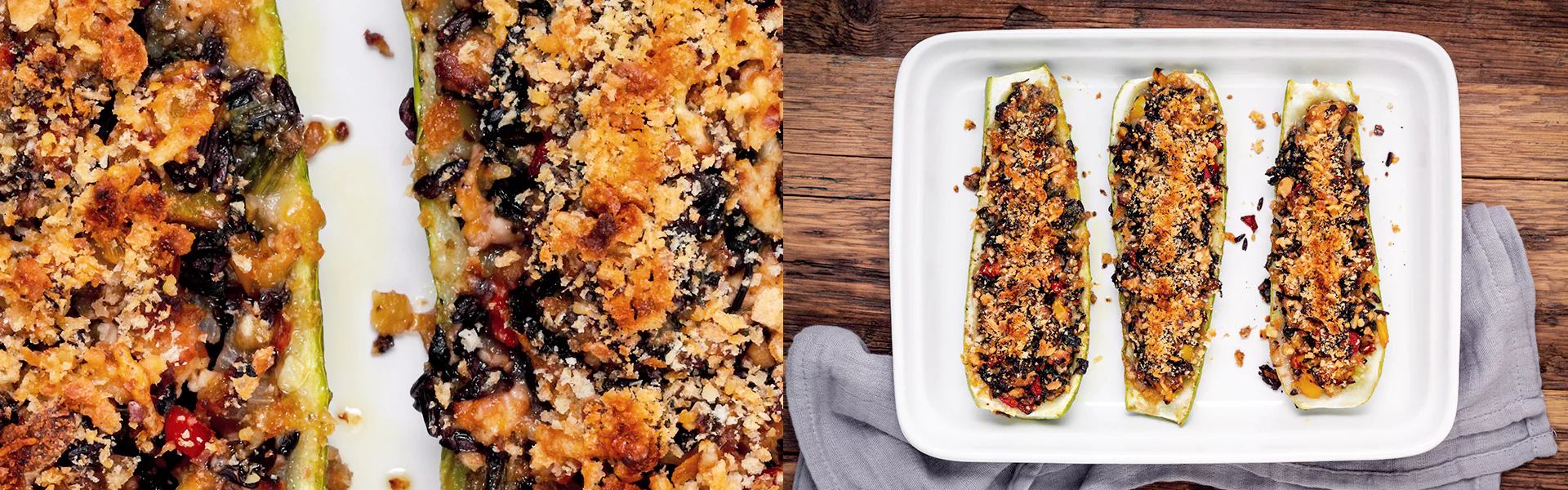 Gefüllte Zucchini-Schiffchen mit Pute