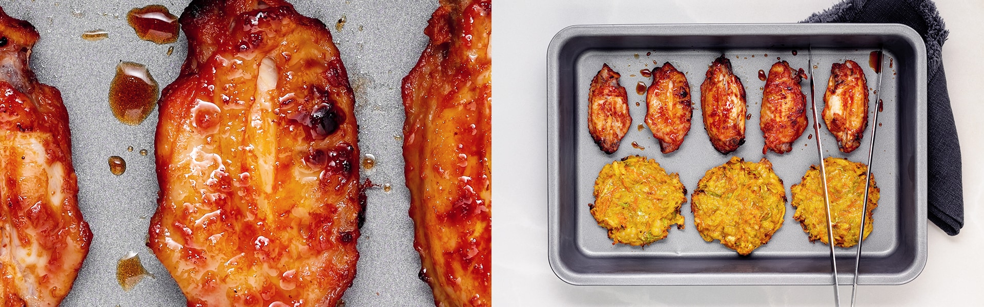 Chicken Wings mit Gemüsepuffer