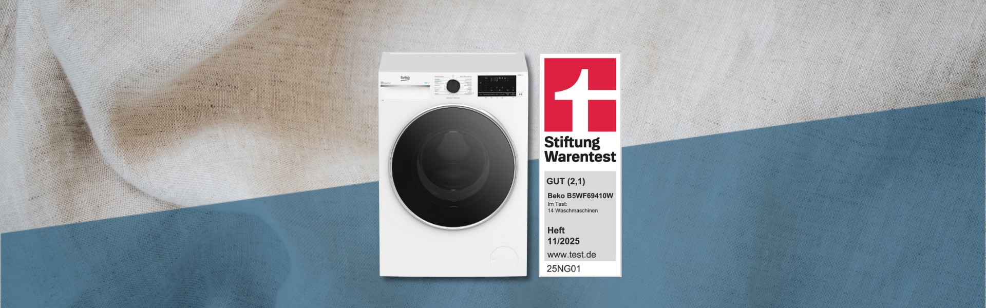 Stiftung Warentest vergibt GUT (2,1) für Beko Waschmaschine B5WF69410W