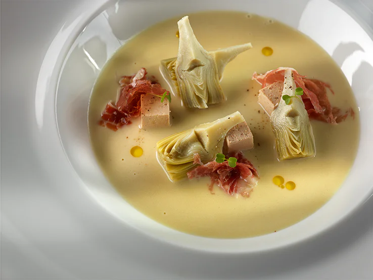 Crema de alcachofas con foie