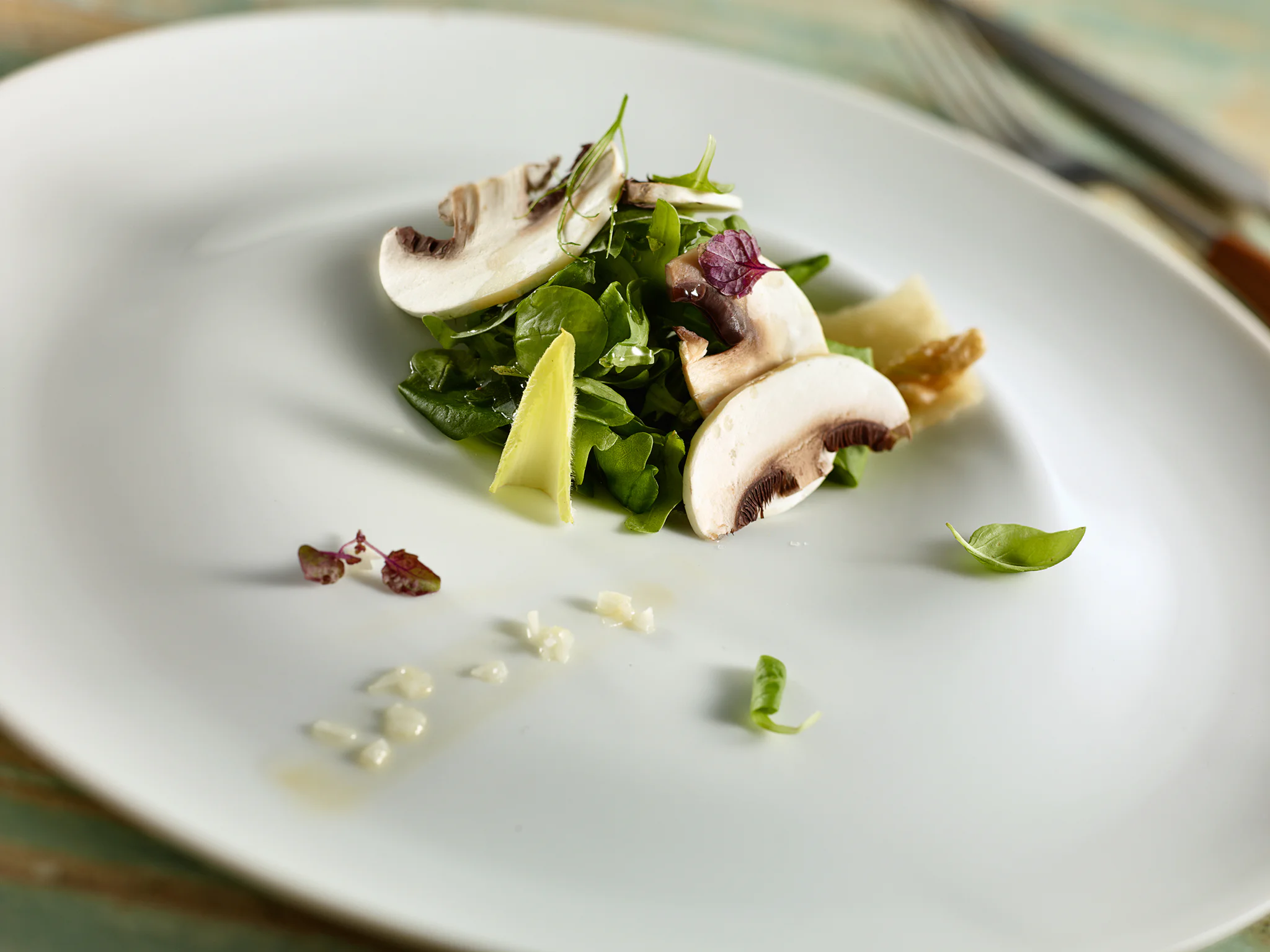 Salada de Agrião e Cogumelos Frescos