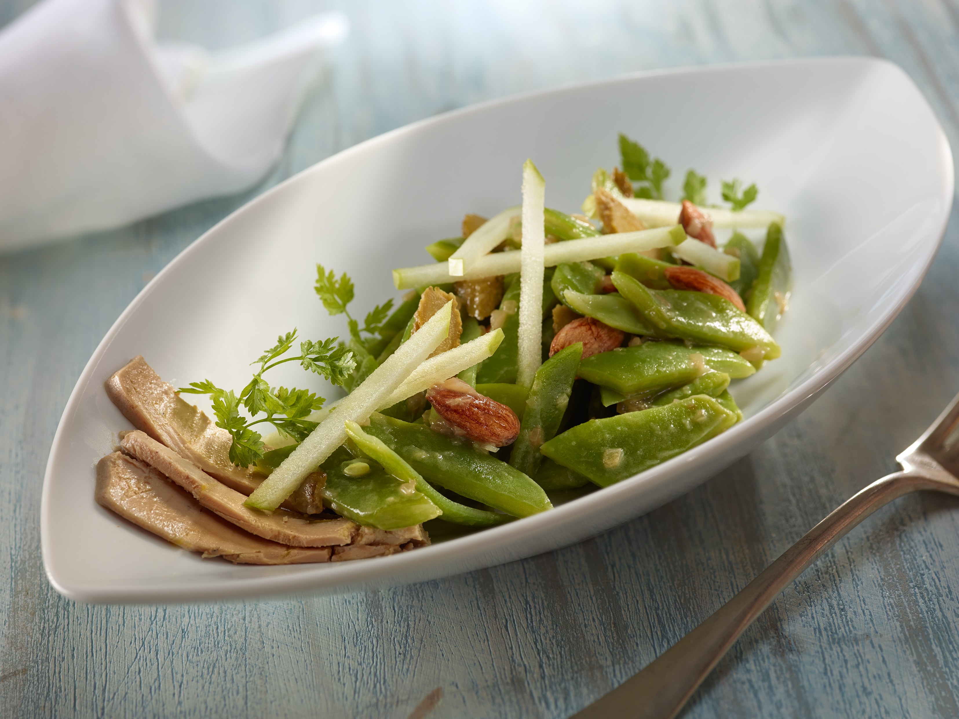 Ensalada de vainas con cebolleta