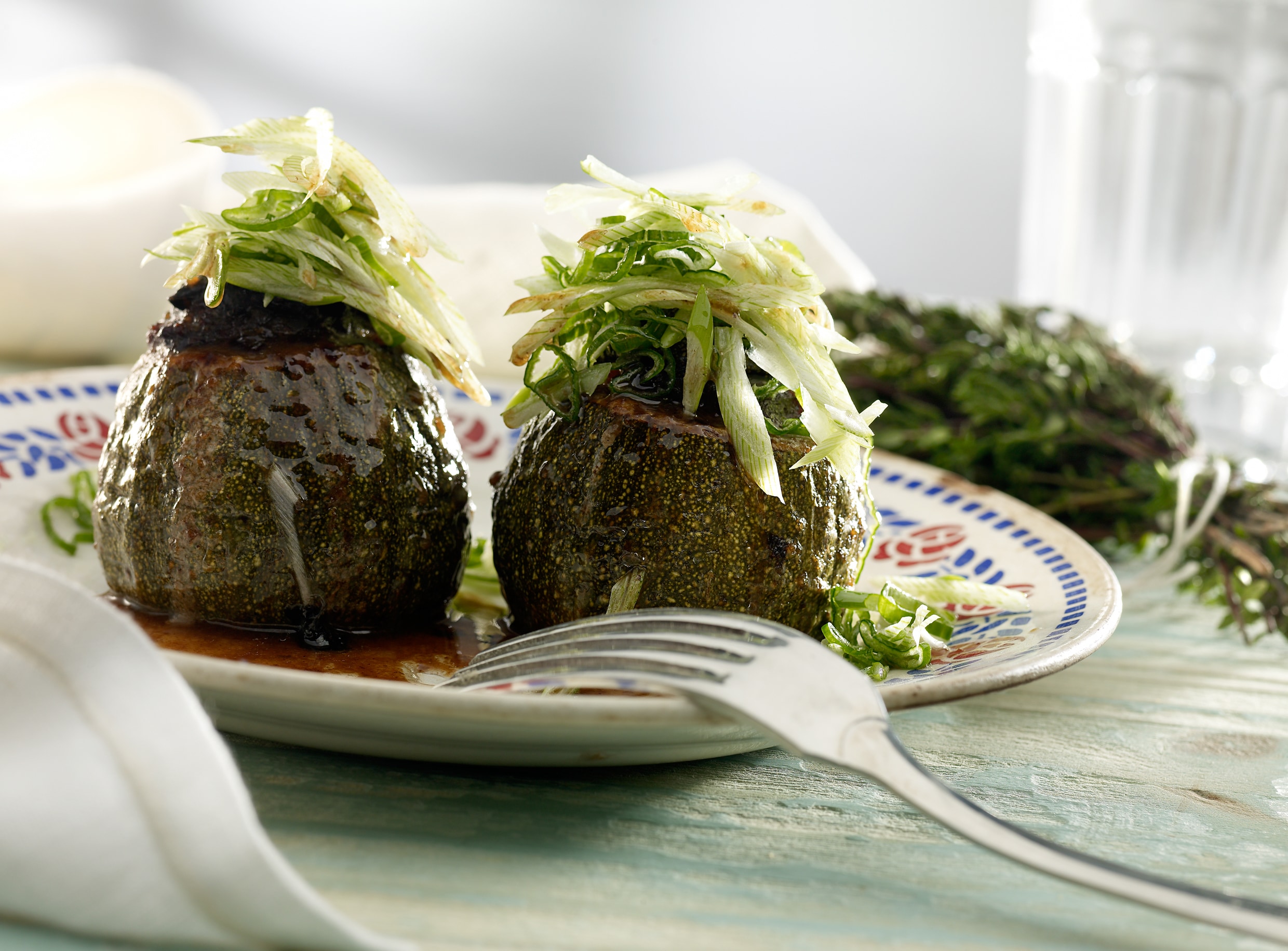 Calabacines rellenos de carne