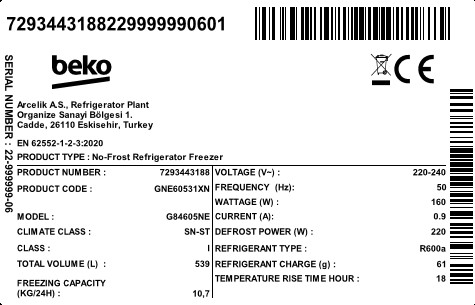 Beko GNE60531XN - Frigorífico americano de 182 x 84 x 80,1 cm F · Comprar  ELECTRODOMÉSTICOS BARATOS en lacasadelelectrodomestico.com