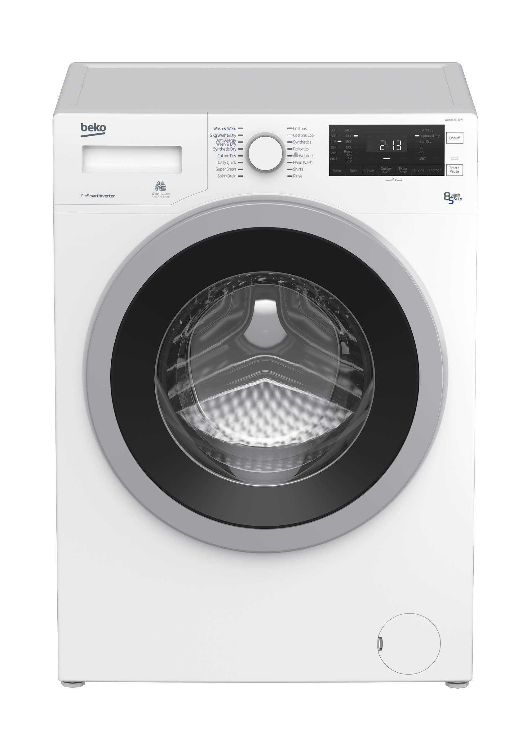 Freestanding Washer Dryer (8 kg / 5 kg, 1400 rpm) WDX8543130W BEKO