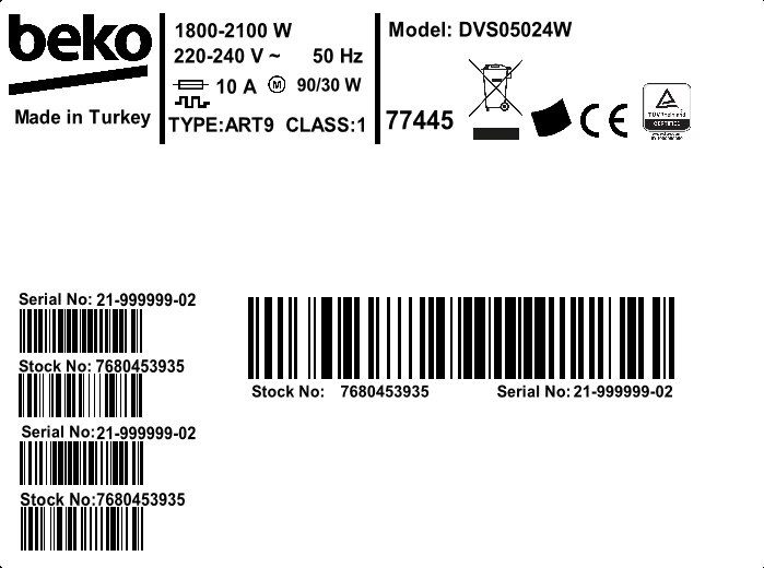 DVS05024W | Свободностояща съдомиялна (10 комплекта, Тънка) | BEKO