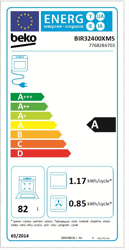 HORNO ELÉCTRICO EMPOTRABLE MULTIFUNCIÓN BIR32400XMS BEKO DE 82 LTS