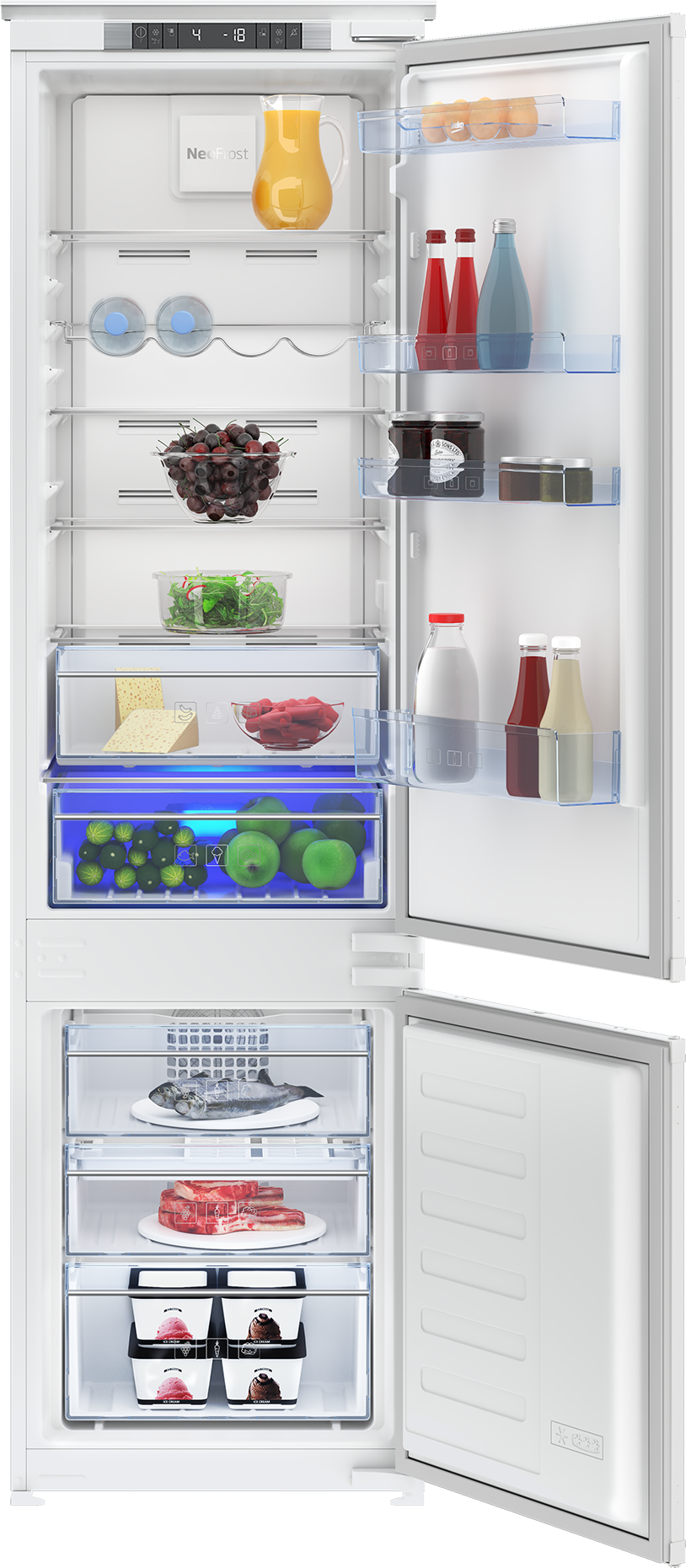 Vestavná chladnička s mrazákem (Mraznička dole, 54 cm) | BCNA306E2S | BEKO