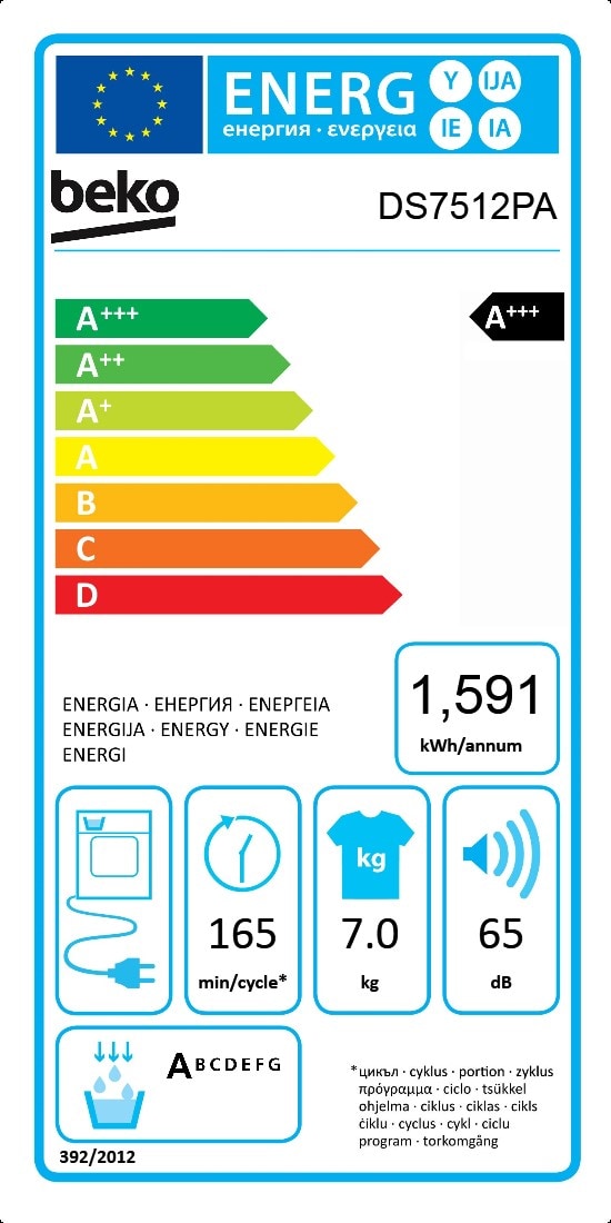 Trockner (Wärmepumpentrockner, 7 kg) | DS7512PA | BEKO