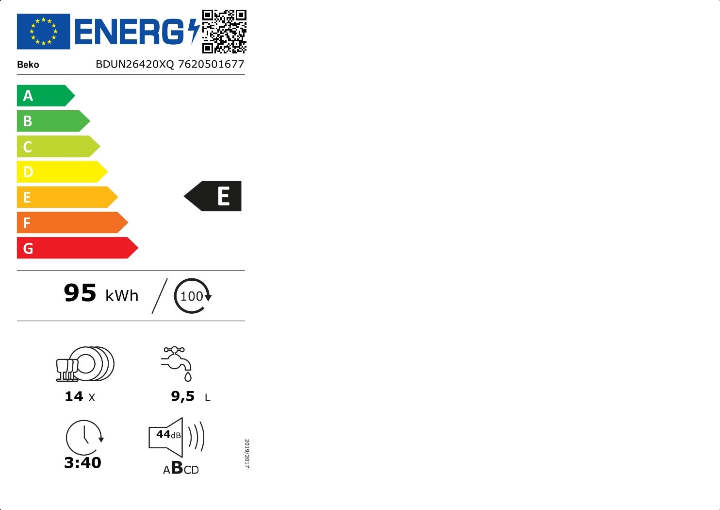 cm) BDUN26420XQ BEKO Einbau-Geschirrspüler Maßgedecke, (14 | | 60