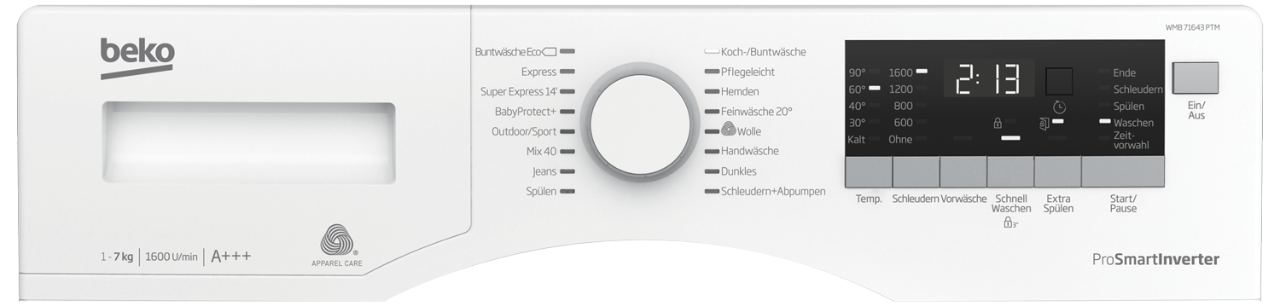 Beko Wmb 71643 Pte Frontlader Waschmaschine Anleitung Freistehende Waschmaschine (7 kg, 1600 U-Min) | WMB 71643 PTM | BEKO