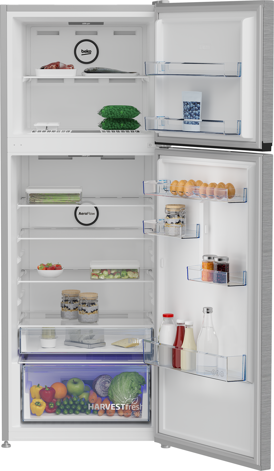 RDNE650S Fridge Freezer (Freezer Top, 70 cm) BEKO
