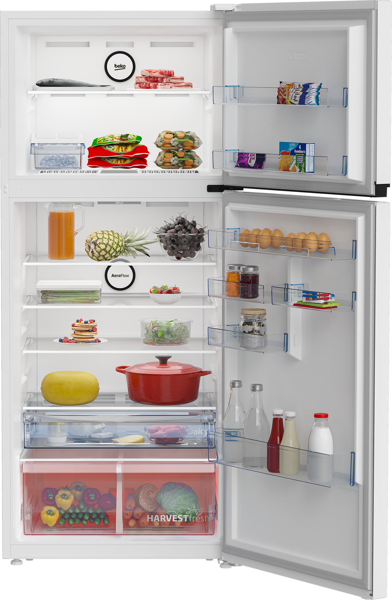 RDNE750W Fridge Freezer (Freezer Top, 78 cm) BEKO