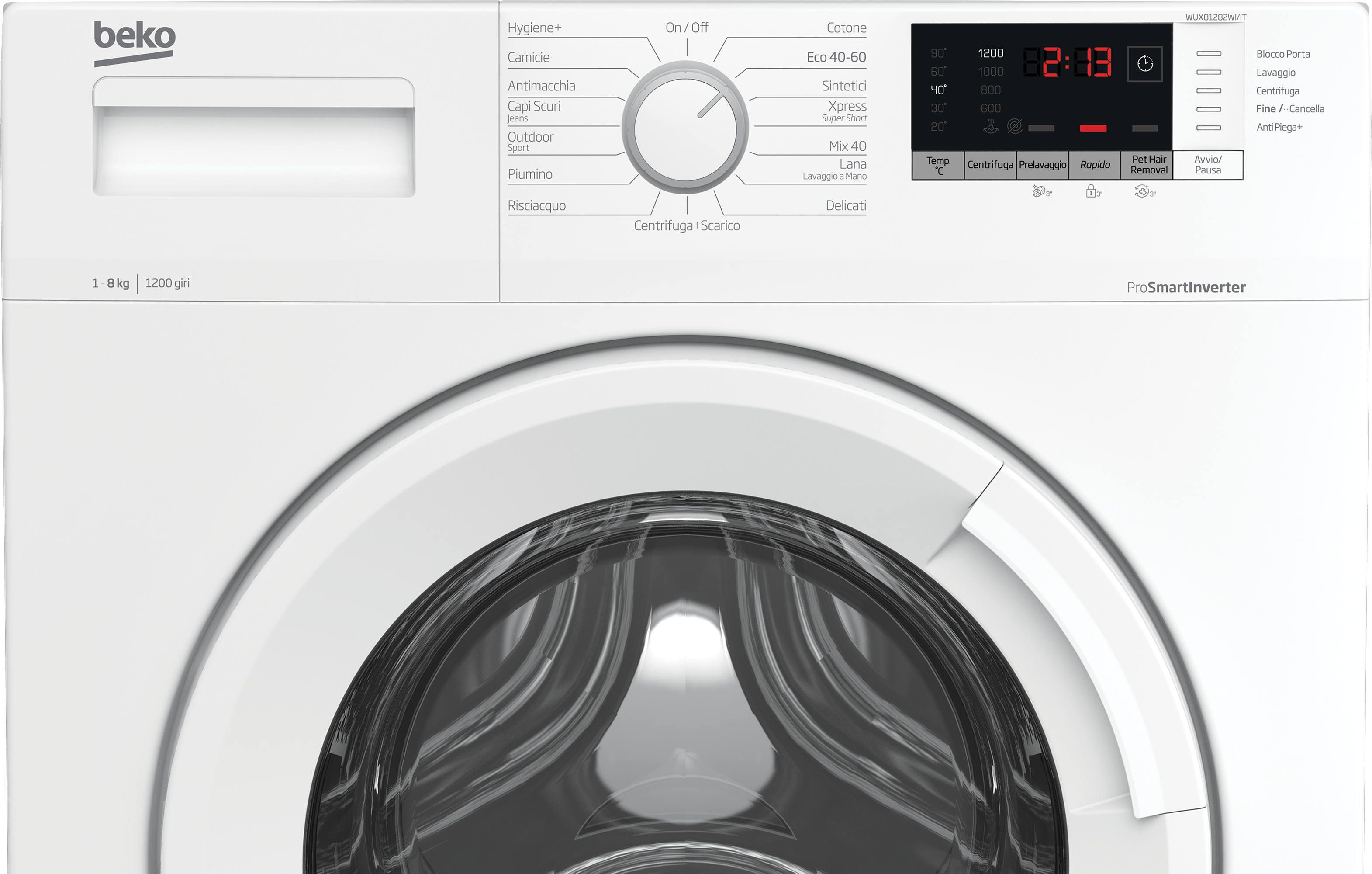 Beko WUX81282WI/IT - Lavatrice da 8 kg, Classe A, 1200 giri
