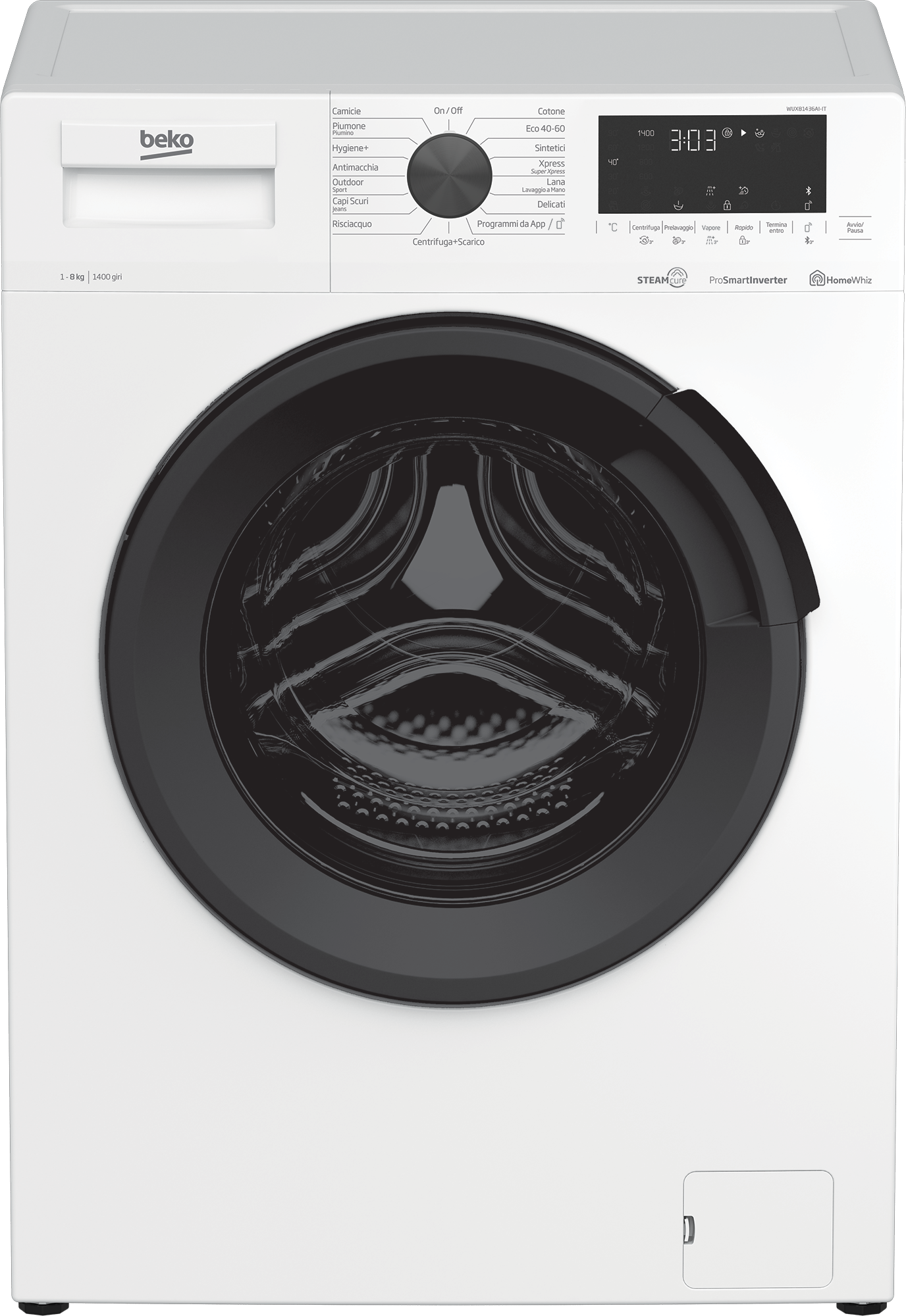 Lavatrice a Vapore SteamCure™, 8 kg, 1400 giri/min | WUX81436AI-IT | BEKO