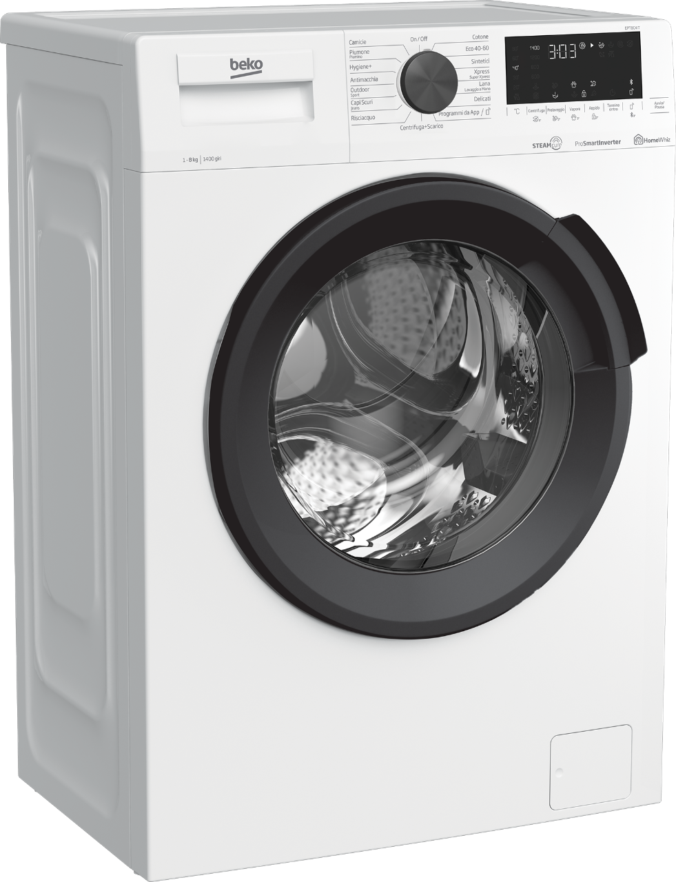 LAVATRICE BEKO EPT8C4IT 8 KG 1400 GIRI CARICO FRONTALE 15 PROGRAMMI VAPORE PROSMART INVERTER BLUETOOTH LIBERA INSTALLAZIONE CLASSE C