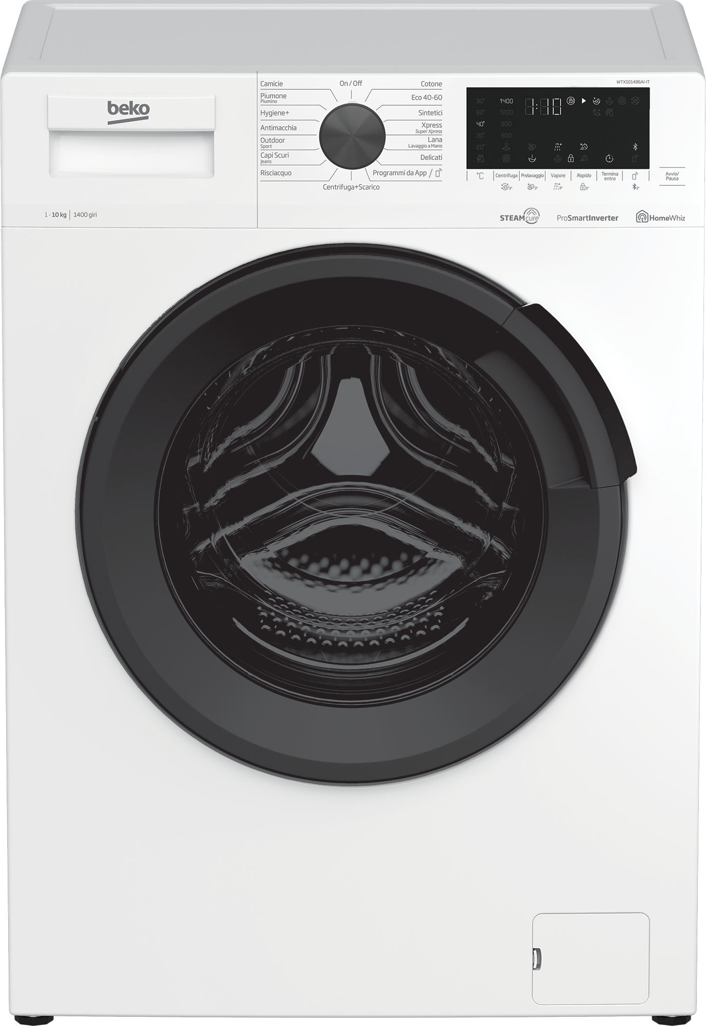 Beko WTX101486AI/IT - Lavatrice 10 Kg, Classe A, 1400 giri, Vapore, Bianco