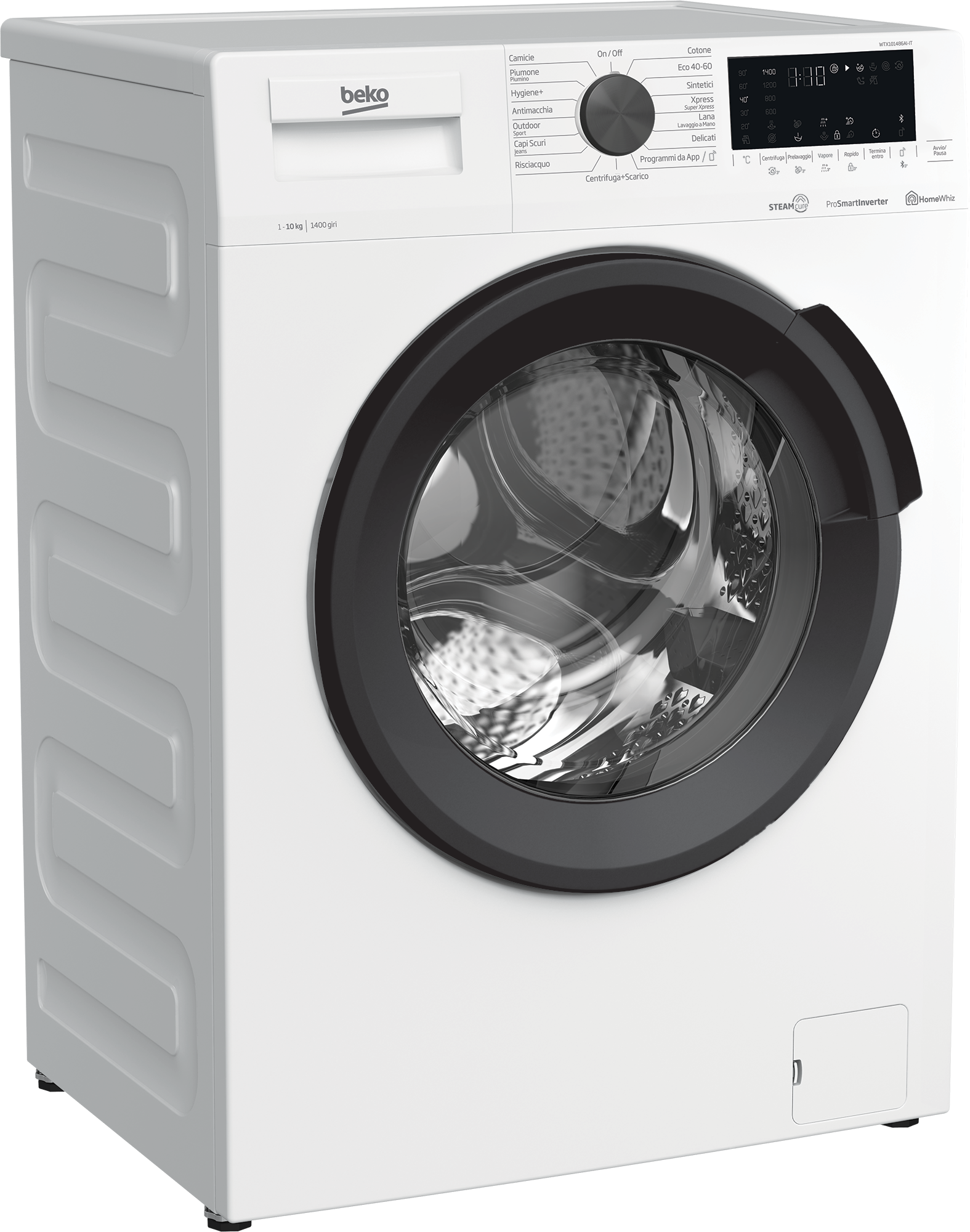 Beko WTX101486AI/IT - Lavatrice 10 Kg, Classe A, 1400 giri, Vapore, Bianco