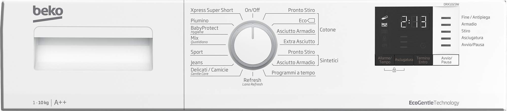Asciugatrice Beko DRX1023W - 10 Kg, Pompa Di Calore, Classe A++, Bianco