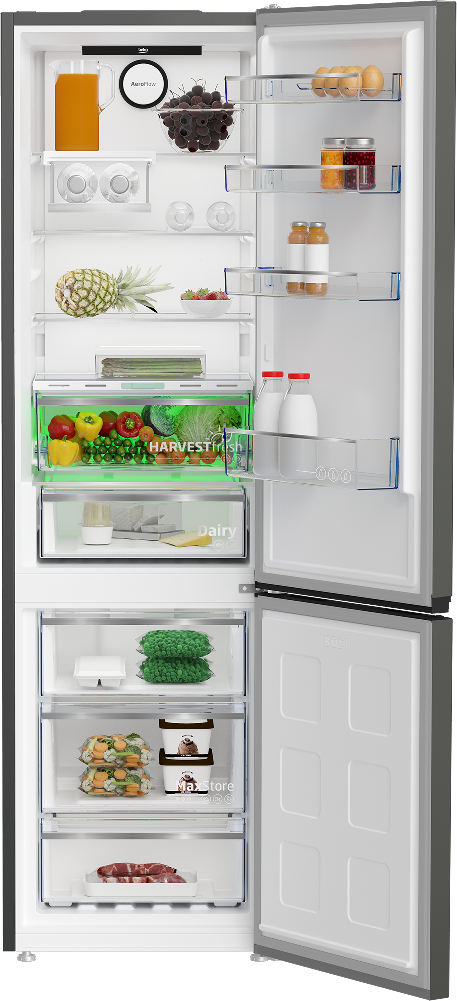 Frigorifero Combi BEKO Da 2 Metri, Classe D, Metal Grey - Tecnologia ProSmart Inverter E AeroFlow Per Una Conservazione Ottimale - Foto 7