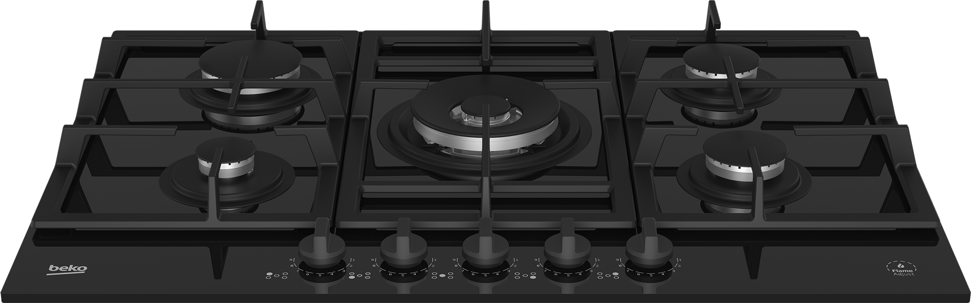 Piano a Gas con FlameAdjust, 4 Bruciatori + 1 Wok High Power, 75 cm | HILW  75325 SDX | BEKO