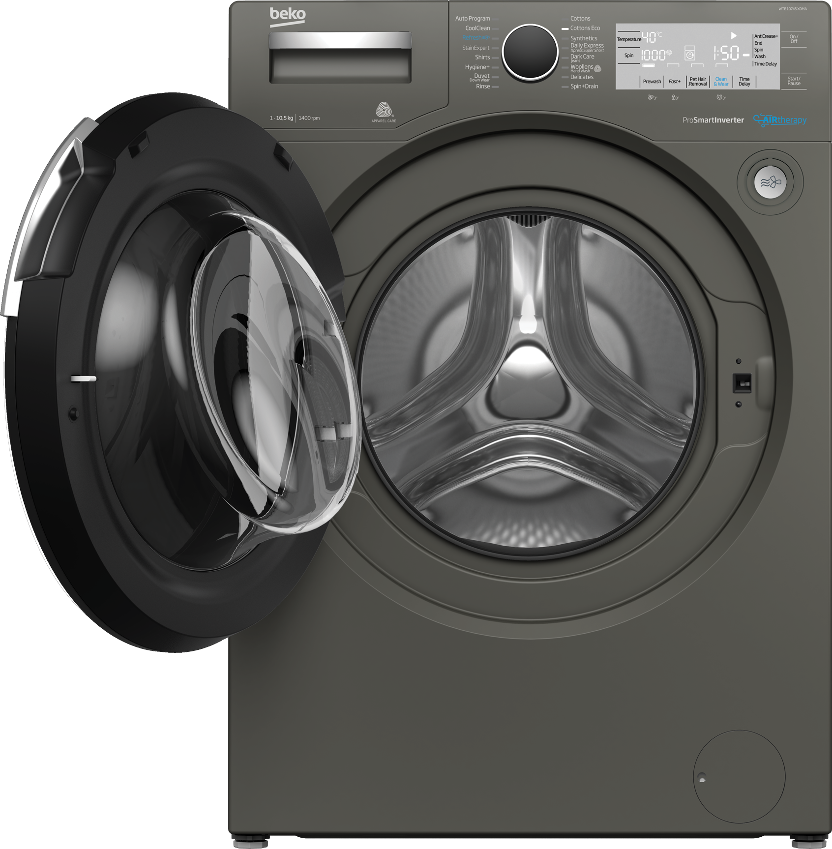 Freestanding Washing Machine (10.5 kg, 1400 rpm) | WTE 10745 X0MA | BEKO