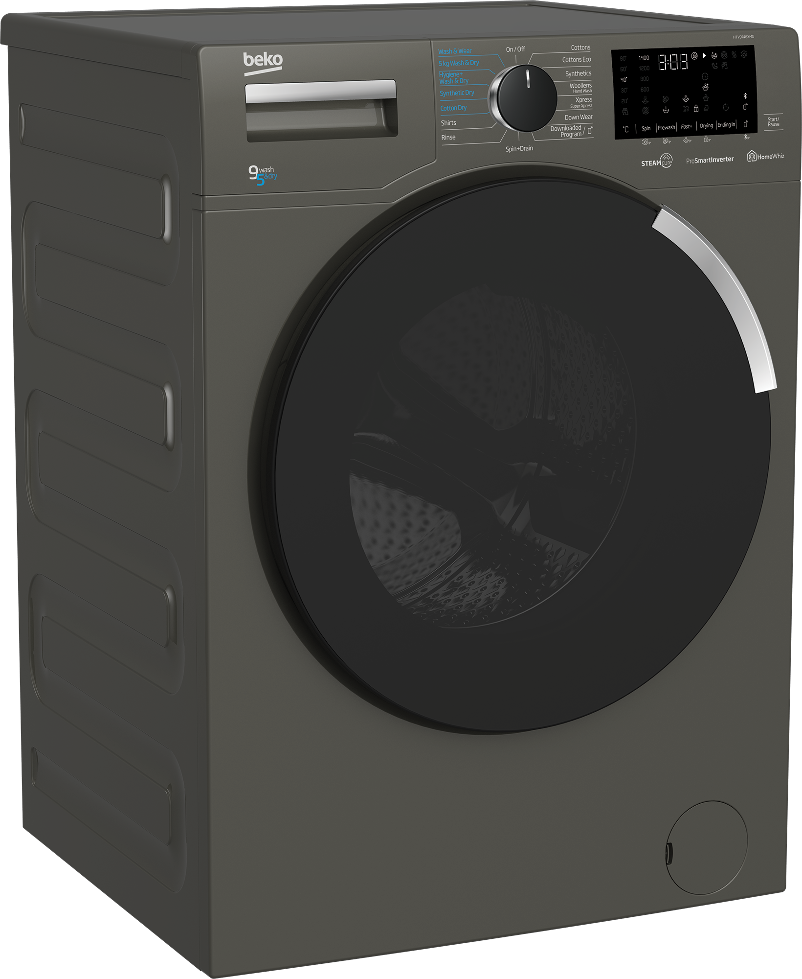 Freestanding Washer Dryer (9 kg / 5 kg, 1400 rpm) HTV9746XMG BEKO