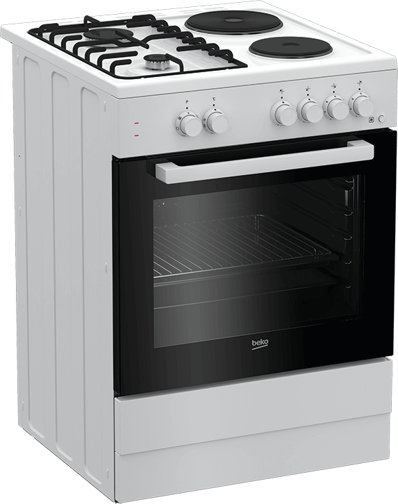 beko FSG62000DW Beko-FSG62000DW-Cocina y Horno Integrado a Gas, Cocina con  4 quemadores, Blanco, 60 x 60 x 85 cm, 2900 W, 64 litros, Acero Inoxidable  : : Grandes electrodomésticos