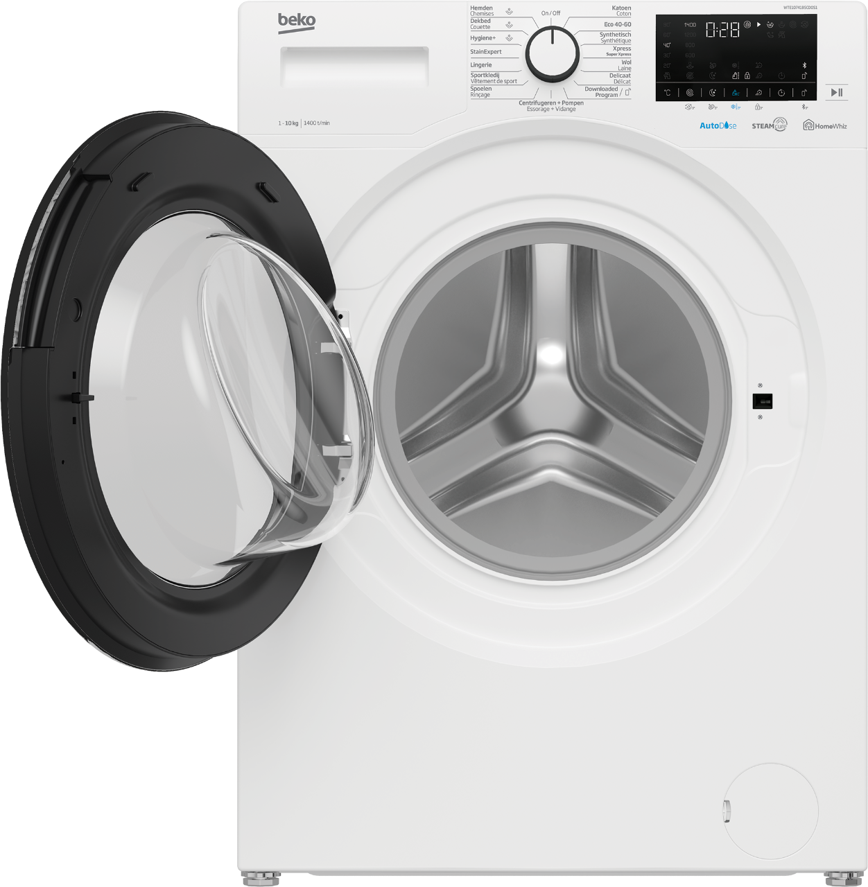 Verknald aantrekken druk Vrijstaande Wasmachine (10 kg, 1400 rpm) | WTE10741BSCDOS1 | BEKO