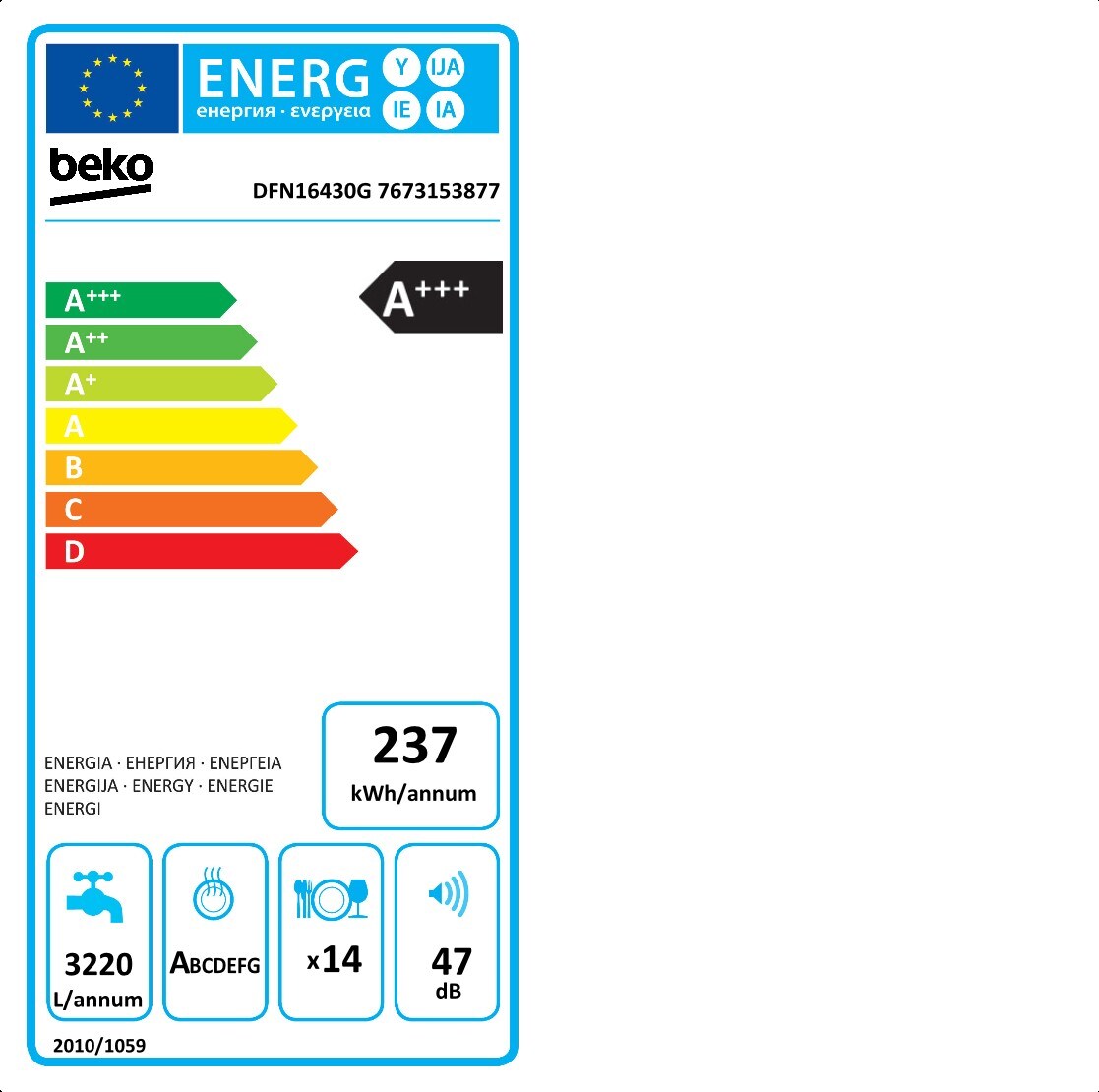 Lave Vaisselle Beko DFN16430G