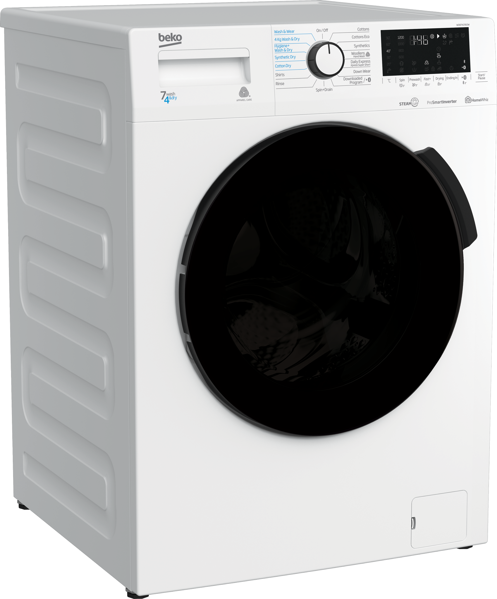 7 kg washer & 4 kg dryer, 1200 rpm WDB7425R2W BEKO