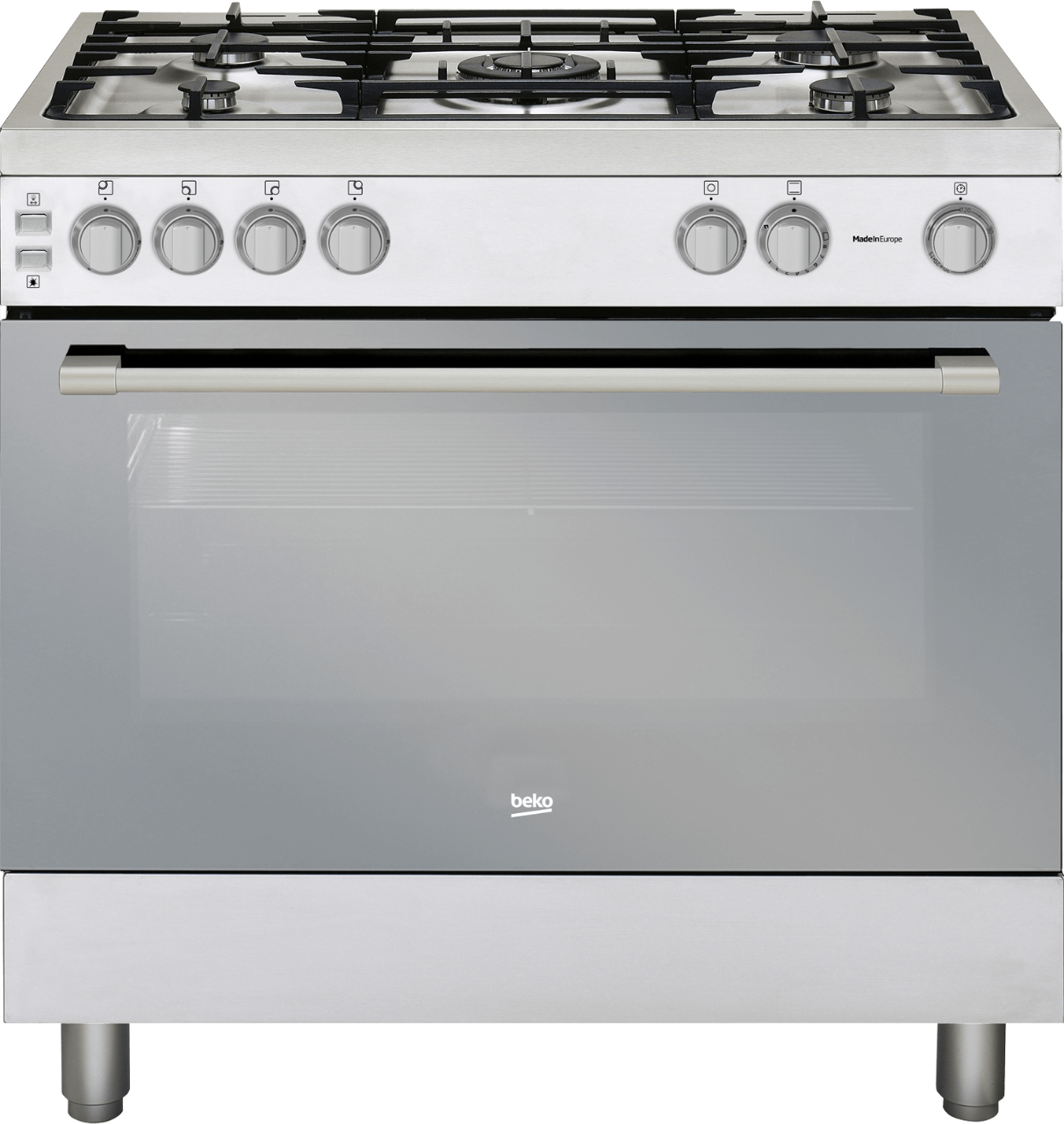 90cm, 4 gas + 1 wok burner gas oven & electric grill GG 15126 DX PR BEKO
