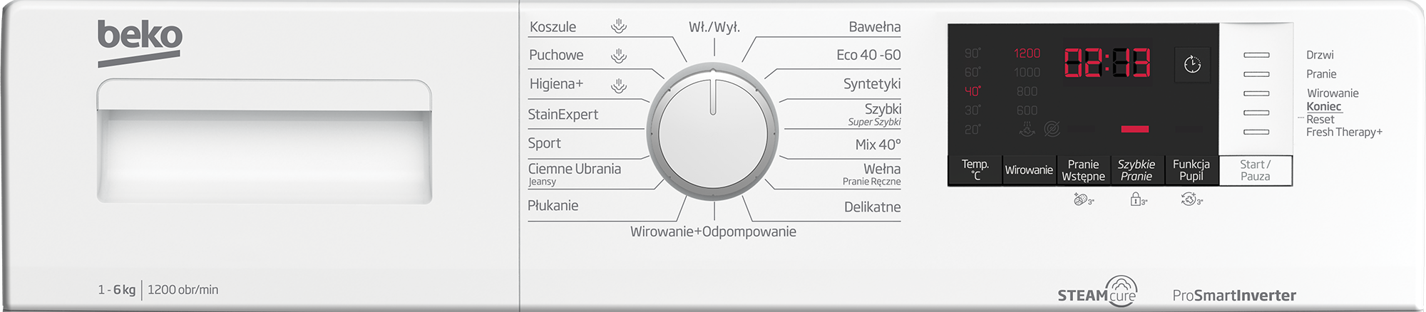 WUE6612WWE | Pralka wolnostojąca (6 kg, 1200 rpm) | BEKO