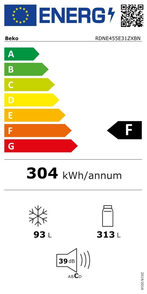 Frigorífico Combinado (2 Portas, 70 cm) | RDNE455E31ZXBN | BEKO
