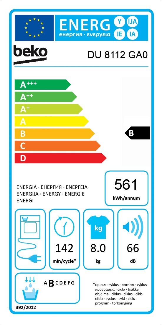 8 kg Condensación Secadora | DU 8112 GA0 | BEKO