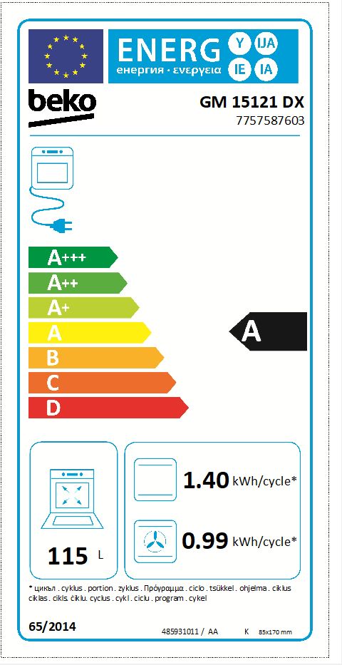 90 cm ancho / 60 cm profundo Multifunción Cocina de libre instalación | GM  15121 DX | BEKO
