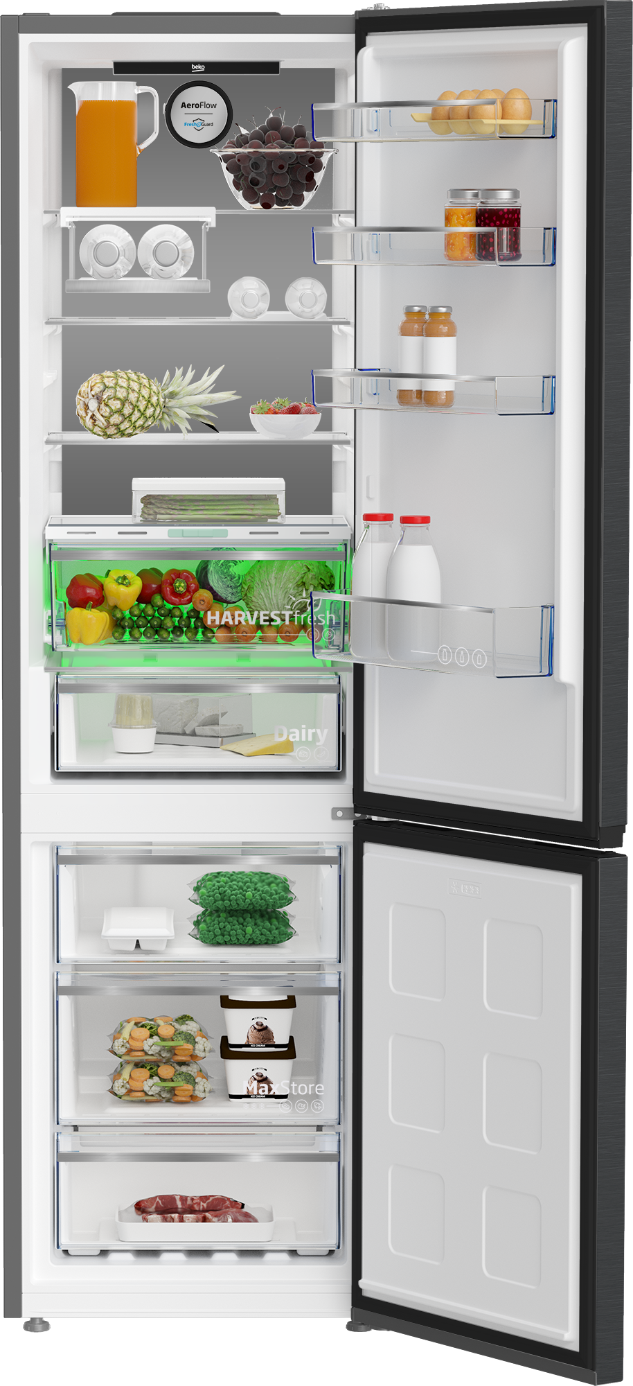 B5RCNE406LXBRW Frigorifico Combi NeoFrost Dual Cooling Harvestfresh EverFresh+ Aeroflow Dark Inox alto 2m | BEKO