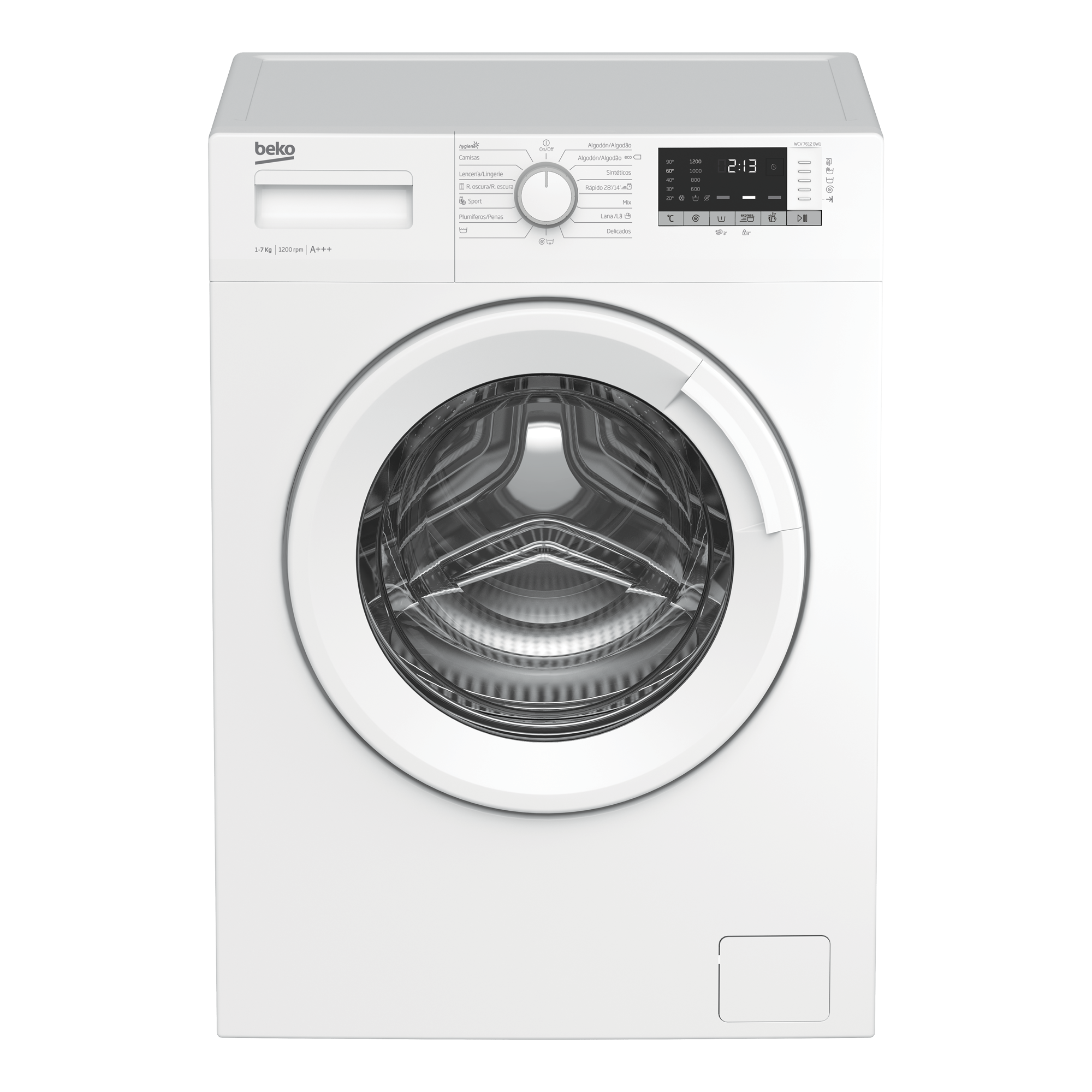 7 kg 1200 rpm Lavadora de libre instalaci n WCV 7612 BW1 BEKO