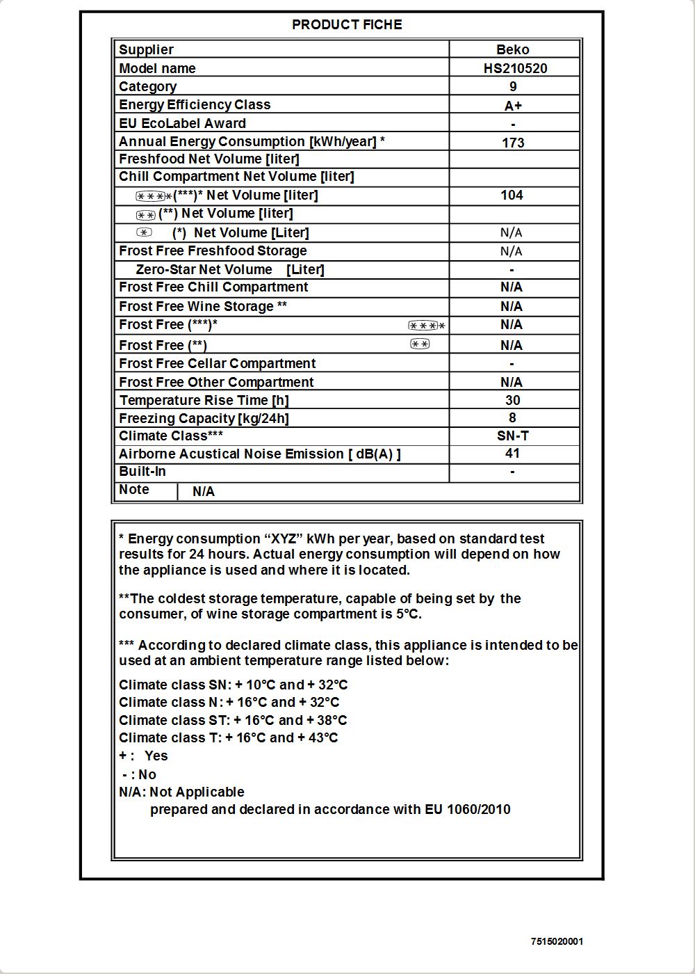 CONGÉLATEUR COFFRE BEKO 104L - BLANC (HS210520) - Tunisie