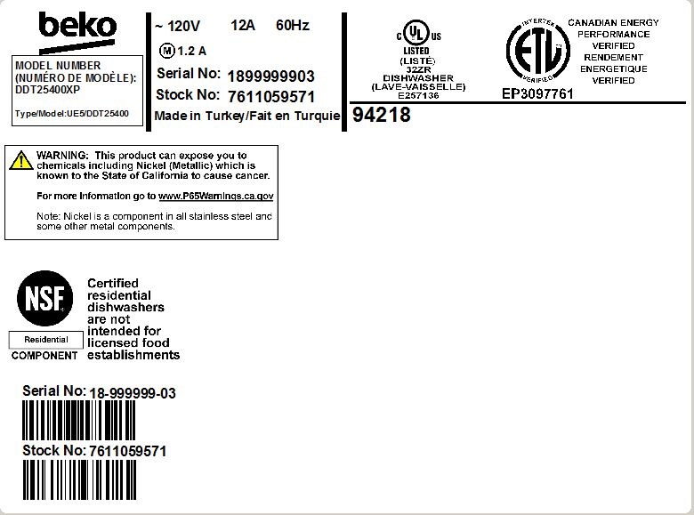 Tall Tub Stainless Dishwasher, 14 place settings, 48 dBA, Top Control