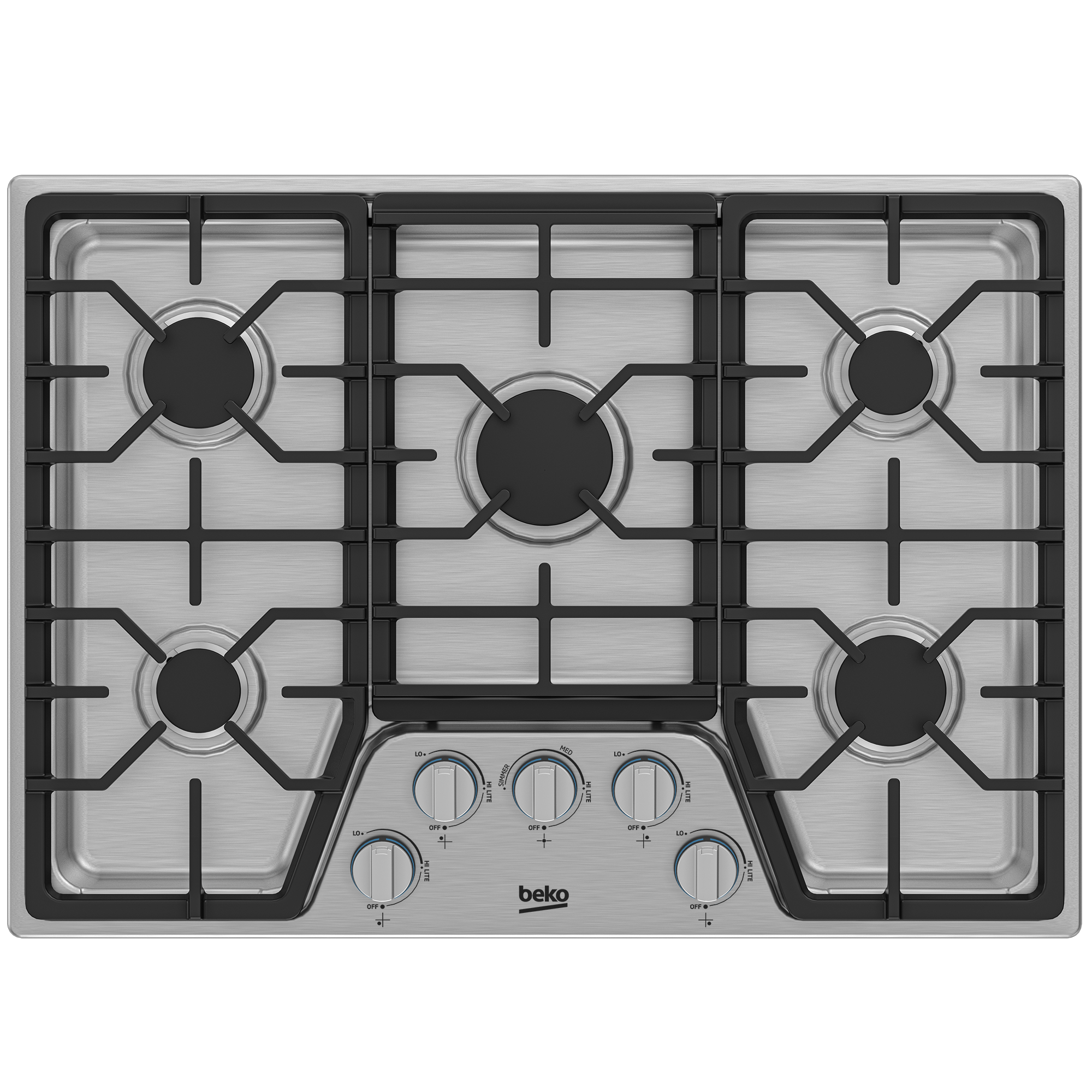 30 Built In Gas Cooktop with 5 Burners BCTG30500SS BEKO