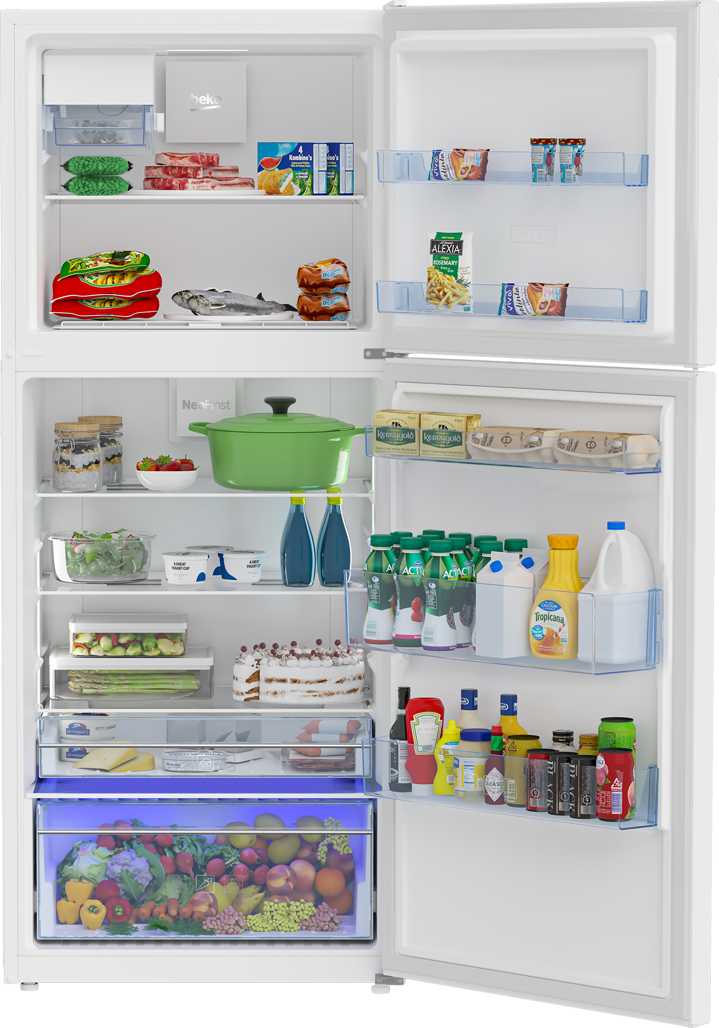Beko BFTF2716WHIM 28 Freezer Top White Refrigerator with Auto Ice Maker